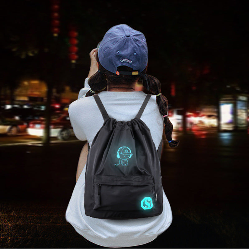 Drawstring Backpack Nylon Backpack Drawstring Bag Digital Print School Bag